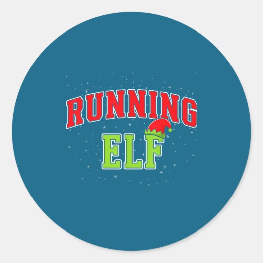 Sticker Rond Running Elf Christmas Family Matching Group Xmas R (Devant)