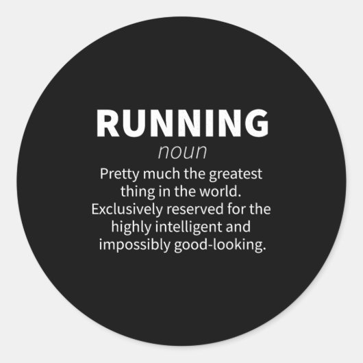 Sticker Rond Running Funny Definition Funny 5k Marathon Runner (Devant)