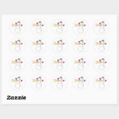 Sticker Rond Running Snowman avec Écarf dans le vent (Feuille)