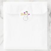 Sticker Rond Running Snowman avec Écarf dans le vent (Sac)