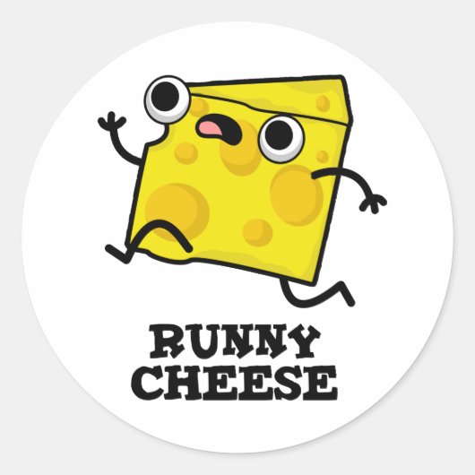 Sticker Rond Runny Cheese Funny Food Pun (Devant)