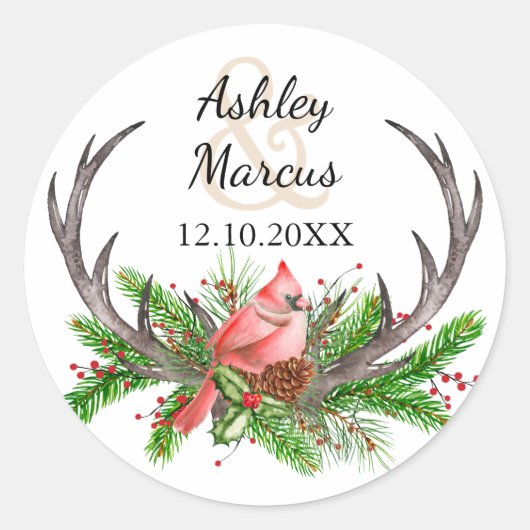 Sticker Rond Russe Antlers Boho Woodland hiver (Devant)