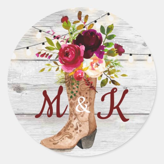 Sticker Rond Russe Boho Pays Ouest Monogramme initial (Devant)