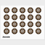 Sticker Rond Russe Brown Buffalo Check Holiday Adresse de retou (Feuille)