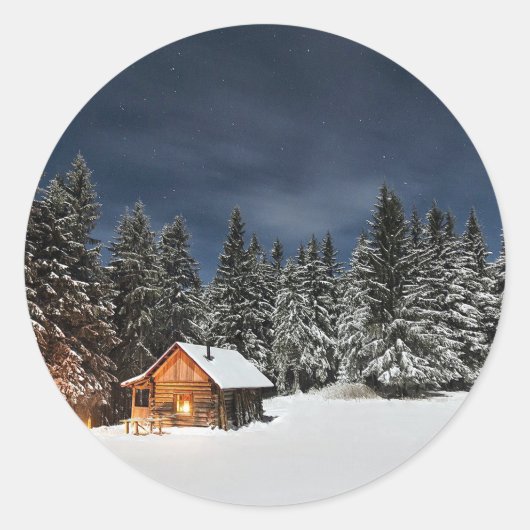 Sticker Rond Russe Cabine neige hiver (Devant)