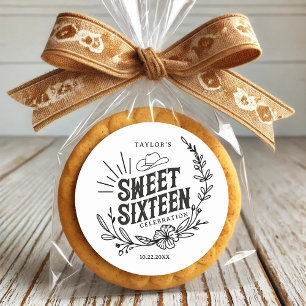 Sticker Rond Russe Cowgirl Floral Sweet sixteen fête d'annivers