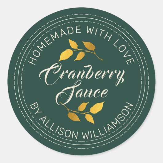 Sticker Rond Russe fait maison Thanksgiving Sauce de canneberge (Devant)