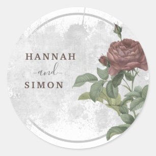 Sticker Rond Russe Floral Bourgogne Marsala Moderne Minimaliste