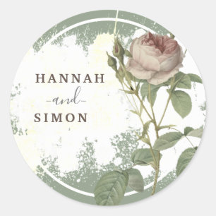 Sticker Rond Russe Floral Bourgogne Marsala Moderne Minimaliste