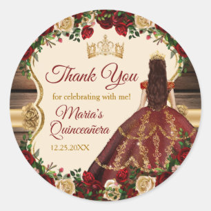 Sticker Rond Russe floral de Bourgogne espagnole 15 Merci Anos
