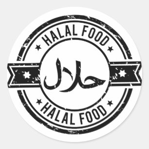 Sticker Rond Russe Halal Food Anglais Arabe Affaires
