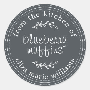 Sticker Rond Russe Moderne Produits Cuits Au Cuir Blueberry Muf