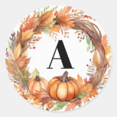 Sticker Rond Russe Orange Aquarelle Chute Laisser Monogramme No (Devant)