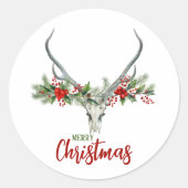 Sticker Rond Russe Pays Reindeer Crâne & Garland Noël (Devant)
