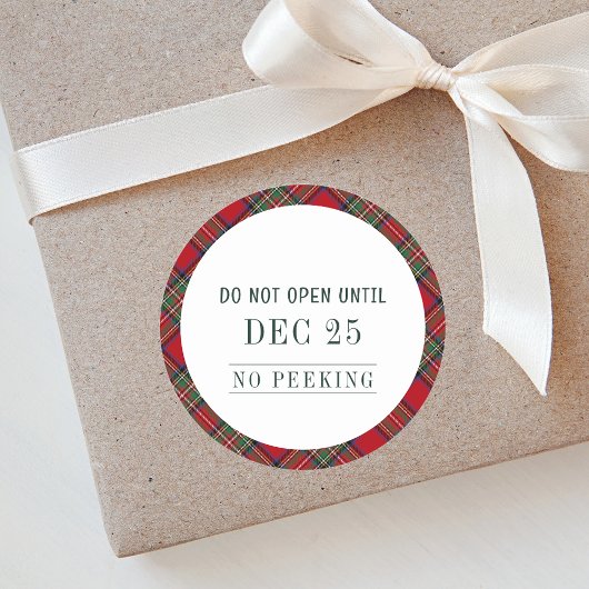 Sticker Rond Russe Plaid Noël Rouge Vert Stewart Tartan