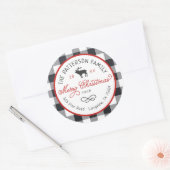 Sticker Rond Russe Reindeer Round Holiday Adresse de retour Lab (Enveloppe)