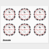 Sticker Rond Russe Reindeer Round Holiday Adresse de retour Lab (Feuille)