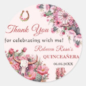 Sticker Rond Russe rose Boho Ouest Charra Thème Quinceanera (Devant)