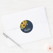 Sticker Rond Russe Sunflower Navy & Fête des mariées Gold (Enveloppe)