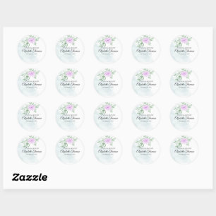 Sticker Rond Russe violet Rose Eucalyptus Memorial funérailles