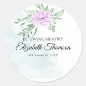 Sticker Rond Russe violet Rose Eucalyptus Memorial funérailles (Devant)