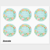 Sticker Rond Russe Whimsical Granny Chic Hipster Floral Bride (Feuille)