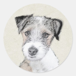 Sticker Rond Russell Terrier Peinture rugueuse - Art Chien orig