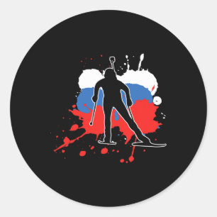Sticker Rond Russie Drapeau Biathloniste - Biathlon russe