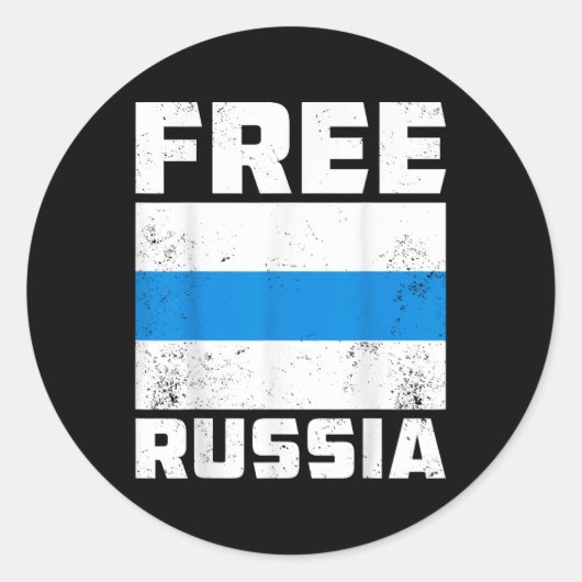 Sticker Rond Russie Libre Nouveau drapeau russe Bleu Blanc Anti (Devant)