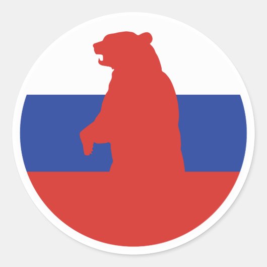 Sticker Rond Russie Ours drapeau animal national russe (Devant)