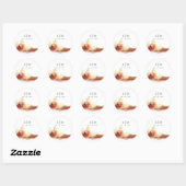 Sticker Rond Rust Orange Jaune Automne Arbres Monogramme Mariag (Feuille)
