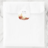 Sticker Rond Rust Orange Jaune Automne Arbres Monogramme Mariag (Sac)