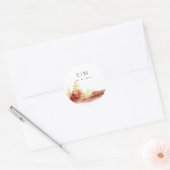Sticker Rond Rust Orange Jaune Automne Arbres Monogramme Mariag (Enveloppe)