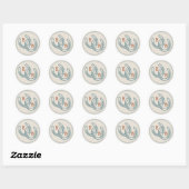 Sticker Rond Rust Teal Western Horseshoe Wedding Monogram (Feuille)