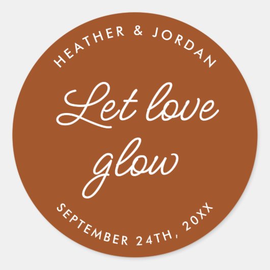 Sticker Rond Rust Terracotta Laisser Aimer Mariage Lumineux Fav (Devant)