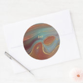 Sticker Rond Rust Turquoise et Tan Agate Look avec or (Enveloppe)