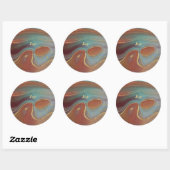Sticker Rond Rust Turquoise et Tan Agate Look avec or (Feuille)