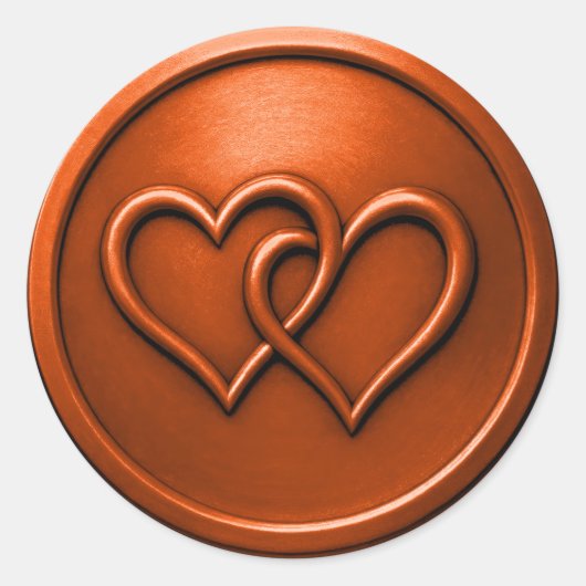 Sticker Rond Rust Two Hearts Intertwined Wedding (Devant)
