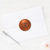Sticker Rond Rust Two Hearts Intertwined Wedding (Enveloppe)
