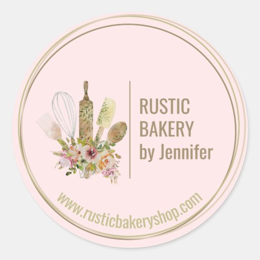 Sticker Rond Rustic Bakery Chef entourage cadre mignon cuisine  (Devant)