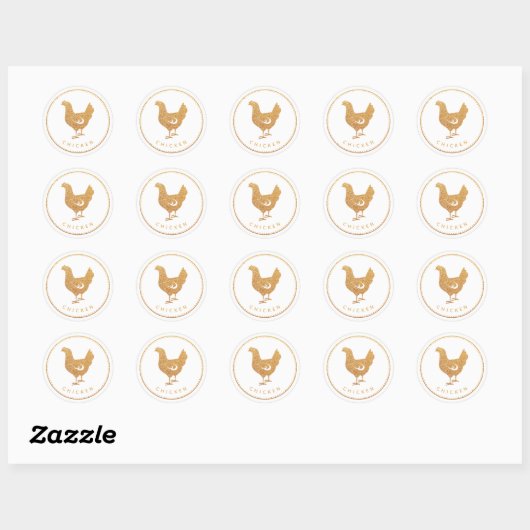 Sticker Rond Rustic Boho Chic Wildflowers Chicken Meal Choice  (Feuille)