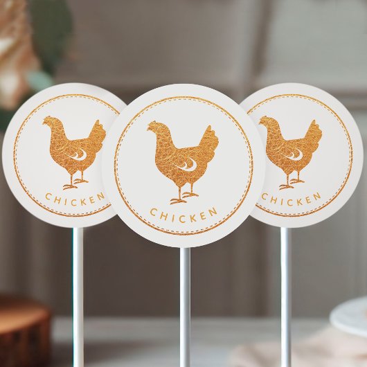 Sticker Rond Rustic Boho Chic Wildflowers Chicken Meal Choice 