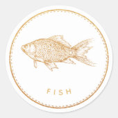 Sticker Rond Rustic Boho Chic Wildflowers Fish Meal Choice (Devant)