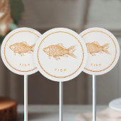 Sticker Rond Rustic Boho Chic Wildflowers Fish Meal Choice 