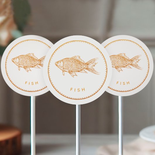 Sticker Rond Rustic Boho Chic Wildflowers Fish Meal Choice