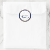Sticker Rond Rustic Boy Baptism Marine Burlap & Wood Favoriser (Sac)