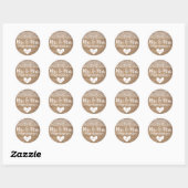Sticker Rond Rustic, Burlap & Lace, M. & Mme Stickers- Faveurs (Feuille)