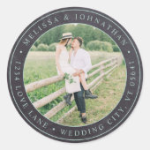 Sticker Rond Rustic Chalkboard Mariage Photo Return Adresse (Devant)