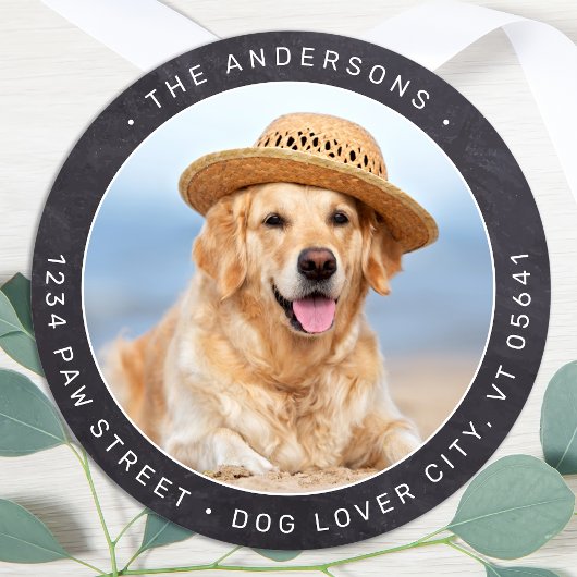 Sticker Rond Rustic Chalkboard Photo Adresse de retour