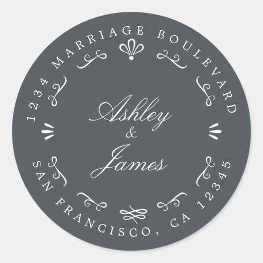 Sticker Rond Rustic Chic Future M. Mme Mariage Retour Adresse (Devant)